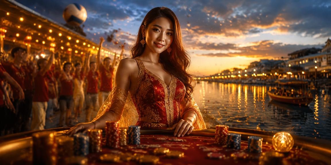 Suasana kasino hiburan gaya Malaysia dengan meja roulette berputar dalam talian